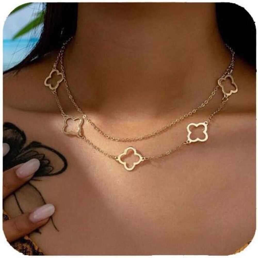 Gold Charm Necklace Women Pearl Star Dainty 14K Plated Beach Jewelry Gifts